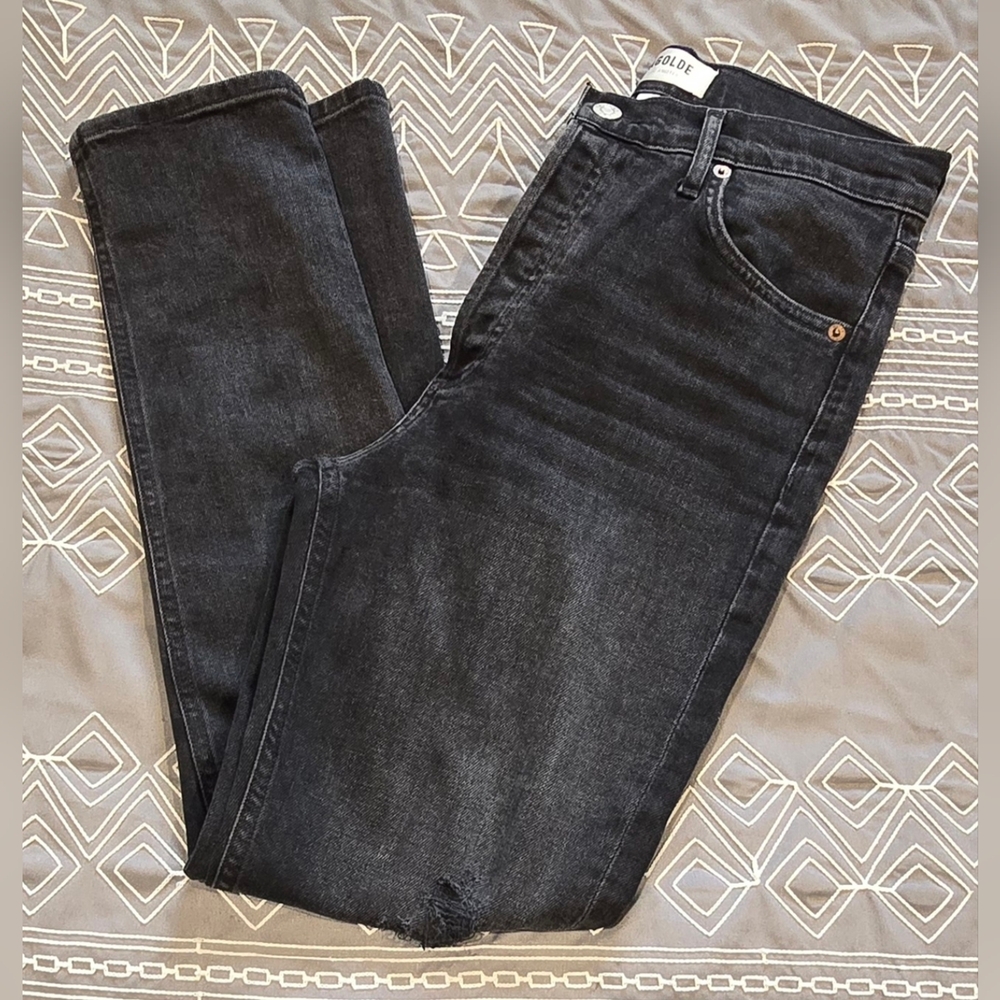 AGOLDE Nico High Waisted Button Fly Distressed Slim Jeans Size 27